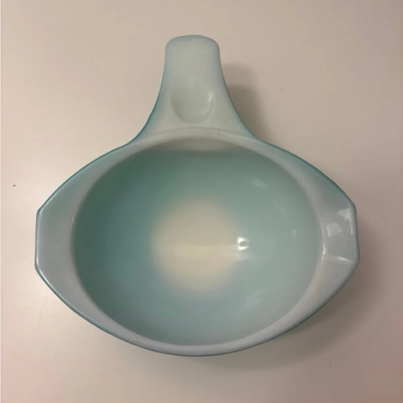 Pyrex JAJ Gaiety Turquoise Snowflake Sauce Boat & Stand - Picture 4 of 9
